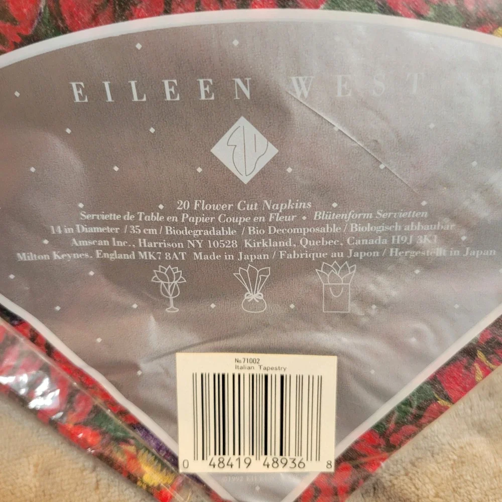 MacKenzie-Childs Eileen West VTG Napkins Lot Floral‎ Scalloped Round Flower Fan